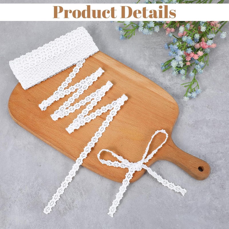 Ymapinc 10 Yards Vintage Cotton Thin Lace Ribbon, 0.4inch Wide White Cotton Crochet Lace Trim Soft Ribbon for Bridal Wedding Bridal Handmade Scrapbook Supplies - Image 3